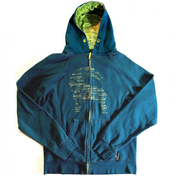 *3/$25* Teal & Lime Green Backcountry Goat Hoodie - Picture 2 of 6